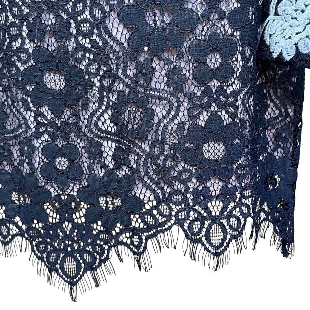 Sugar + Lips Black Sheer Lace Dress with Sheer Cut-Outs & Embroidery XS NWT - Picture 11 of 16